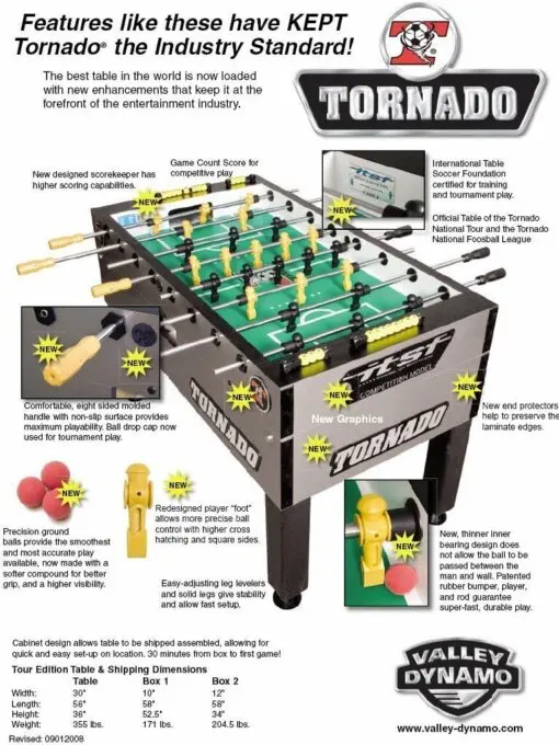 Tornado T-3000 Tournament Foosball Table in Crimson Red - Image 3